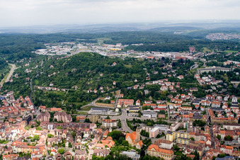 Aerial view of District Brötzingen in Pforzheim in the state Baden-Wuerttemberg, Germany