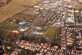Sports fields at the Queichtalbad in Offenbach an der Queich in the state Rhineland-Palatinate, Germany