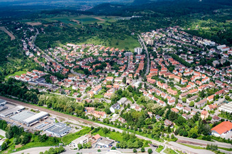From the south in the district Brötzingen in Pforzheim in the state Baden-Wuerttemberg, Germany