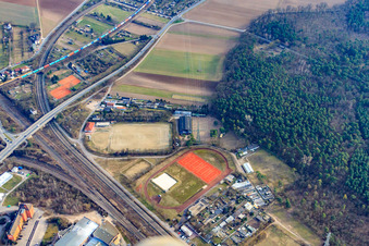 Sports fields of TV 1892 Friedrichsfeld, Riding and Driving Club Mannheim- Friedrichsfeld eV and FC Germania in the district Friedrichsfeld in Mannheim in the state Baden-Wuerttemberg, Germany