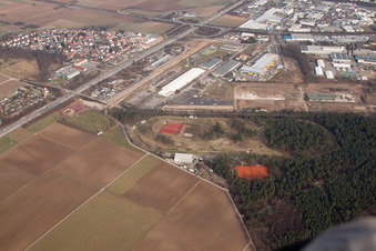 Aerial view of Forest racecourse of the Baden Racing Club in the district Seckenheim in Mannheim in the state Baden-Wuerttemberg, Germany