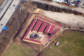 Aerial photograpy of Forest racecourse of the Baden Racing Club in the district Seckenheim in Mannheim in the state Baden-Wuerttemberg, Germany