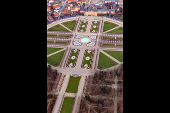 Rondell in the Arion Fountain in the Schwetzingen Palace Park in Schwetzingen in the state Baden-Wuerttemberg, Germany out of the air