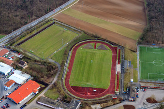 Sports fields of SV 98 Schwetzingen eV in Schwetzingen in the state Baden-Wuerttemberg, Germany