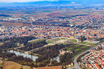Schwetzingen Palace and Garden in winter from the southwest in Schwetzingen in the state Baden-Wuerttemberg, Germany