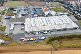 Aerial view of Aldi logistics center in Ketsch in the state Baden-Wuerttemberg, Germany