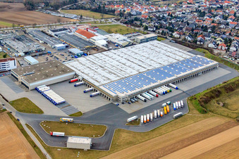 Aerial photograpy of Aldi logistics center in Ketsch in the state Baden-Wuerttemberg, Germany