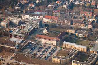 Aerial photograpy of Project EASTSITE of BAU Bauträgergesellschaft mbH in the district Neuostheim in Mannheim in the state Baden-Wuerttemberg, Germany