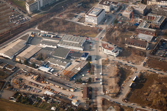 Oblique view of Project EASTSITE of BAU Bauträgergesellschaft mbH in the district Neuostheim in Mannheim in the state Baden-Wuerttemberg, Germany