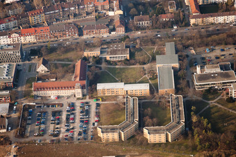 Project EASTSITE of BAU Bauträgergesellschaft mbH in the district Neuostheim in Mannheim in the state Baden-Wuerttemberg, Germany seen from above