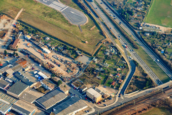 Gardens at Schäferstock at the end of the CITY airport Mannheim in the district Neuostheim in Mannheim in the state Baden-Wuerttemberg, Germany