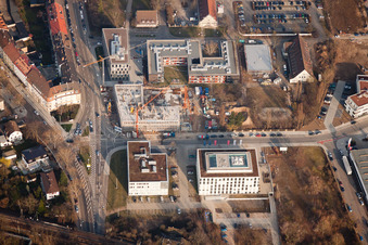 Aerial view of Seckenheimer Landstr in the district Neuostheim in Mannheim in the state Baden-Wuerttemberg, Germany
