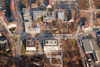 Project EASTSITE of BAU Bauträgergesellschaft mbH in the district Neuostheim in Mannheim in the state Baden-Wuerttemberg, Germany from the drone perspective