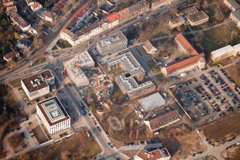 Aerial photograpy of Konrad Zuse Ring in the district Neuostheim in Mannheim in the state Baden-Wuerttemberg, Germany