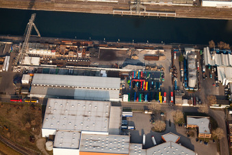 Rheinauhafen in the district Rheinau in Mannheim in the state Baden-Wuerttemberg, Germany out of the air