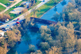 Old Rhine Bridge Ketsch to the Rhine Island in Ketsch in the state Baden-Wuerttemberg, Germany