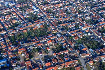 View of the town from the west in Ketsch in the state Baden-Wuerttemberg, Germany