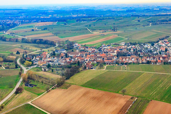 Aerial photograpy of Village view from the north in Göcklingen in the state Rhineland-Palatinate, Germany