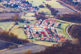 Aerial view of In the beak in Wörth am Rhein in the state Rhineland-Palatinate, Germany