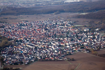 Aerial view of From the northeast in Hagenbach in the state Rhineland-Palatinate, Germany