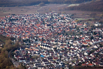 Aerial photograpy of From the northeast in Hagenbach in the state Rhineland-Palatinate, Germany