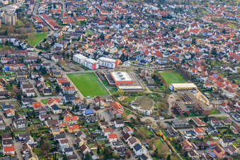 Community Center, Tullahalle and Tullaschule in the district Maximiliansau in Wörth am Rhein in the state Rhineland-Palatinate, Germany