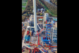 New ENBW Rhine Harbour steam power plant Karlsruhe in the district Daxlanden in Karlsruhe in the state Baden-Wuerttemberg, Germany out of the air