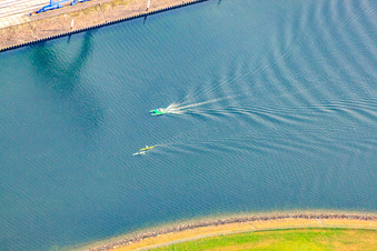 Early rowers of the Karlsruhe Rowing Club Wiking v. 1879 eV in the Karlsruhe Rhine harbor in the district Mühlburg in Karlsruhe in the state Baden-Wuerttemberg, Germany