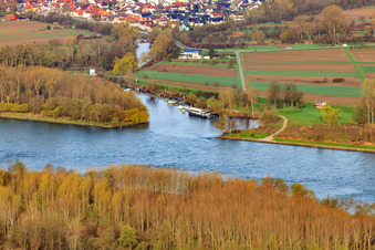 Aerial photograpy of Lauter estuary in Neuburg am Rhein in the state Rhineland-Palatinate, Germany