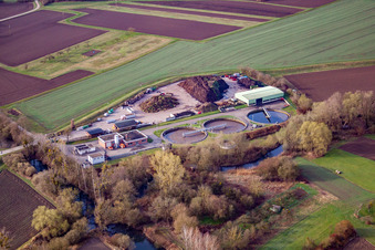 Sewage treatment plant and recycling center Rheinstetten in the district Mörsch in Rheinstetten in the state Baden-Wuerttemberg, Germany