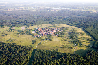 Aerial view of From the west in the district Büchelberg in Wörth am Rhein in the state Rhineland-Palatinate, Germany