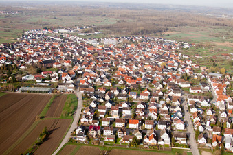 Town View of the streets and houses of the residential areas in the district Neuburgweier in Au am Rhein in the state Baden-Wurttemberg