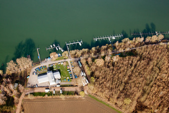 Aerial view of Rowing Club Rastatt 1898 eV in Elchesheim-Illingen in the state Baden-Wuerttemberg, Germany
