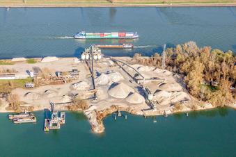 Site and tailings area of the gravel mining of for gravel between Rhine ond Goldkonal in Steinmauern in the state Baden-Wurttemberg, Germany