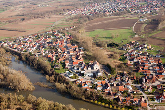 Aerial view of Munchhausen in the state Bas-Rhin, France