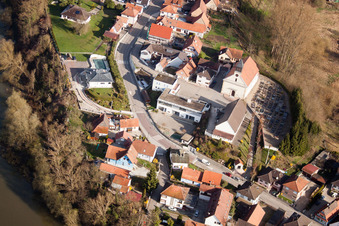 Aerial photograpy of Munchhausen in the state Bas-Rhin, France