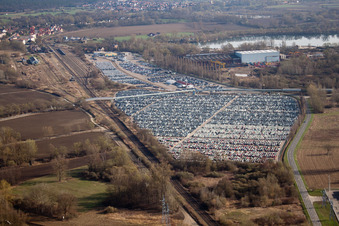 Aerial view of Harbor in Lauterbourg in the state Bas-Rhin, France