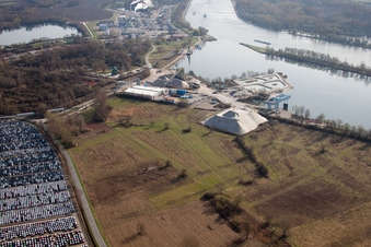 Harbor in Lauterbourg in the state Bas-Rhin, France from above