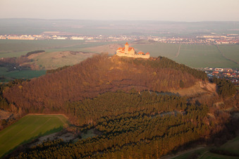 Castle of the fortress Wachsenburg in Amt Wachsenburg in the state Thuringia from above