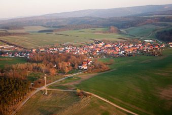 Aerial view of From the south in the district Bittstädt in Amt Wachsenburg in the state Thuringia, Germany