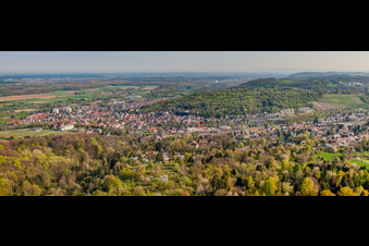 City view from the south in the district Grötzingen in Karlsruhe in the state Baden-Wuerttemberg, Germany