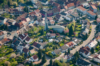 Catholic Church from the west in the district Berghausen in Pfinztal in the state Baden-Wuerttemberg, Germany