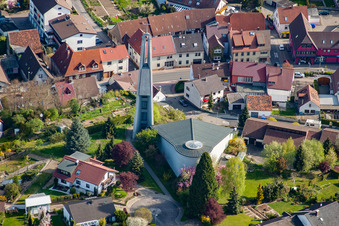 Catholic Church from the south in the district Berghausen in Pfinztal in the state Baden-Wuerttemberg, Germany