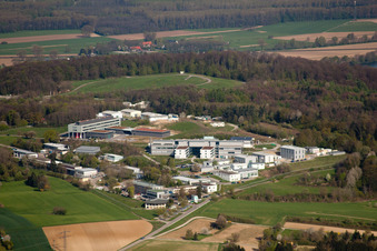Aerial view of Pfinztal, Fraunhofer Institute for Chemical Technology (ICT) in the district Grötzingen in Karlsruhe in the state Baden-Wuerttemberg, Germany