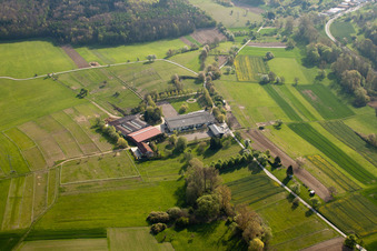 Aerial photograpy of AG Animal Welfare Horses&Co in the district Wöschbach in Pfinztal in the state Baden-Wuerttemberg, Germany
