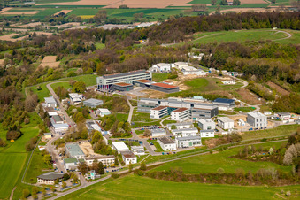 Aerial view of Fraunhofer Institute for Chemical Technology (ICT) in the district Berghausen in Pfinztal in the state Baden-Wuerttemberg, Germany