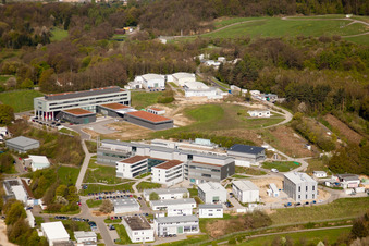 Oblique view of Fraunhofer Institute for Chemical Technology (ICT) in the district Berghausen in Pfinztal in the state Baden-Wuerttemberg, Germany