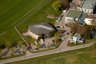Fraunhofer Institute for Chemical Technology (ICT) in the district Berghausen in Pfinztal in the state Baden-Wuerttemberg, Germany seen from above
