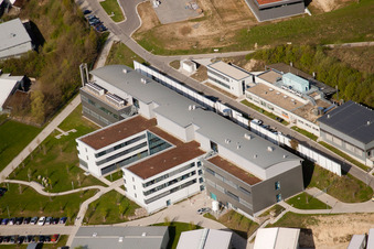 Aerial photograpy of Pfinztal, Fraunhofer Institute for Chemical Technology (ICT) in the district Grötzingen in Karlsruhe in the state Baden-Wuerttemberg, Germany