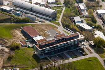 Aerial view of Pfinztal, Fraunhofer Institute for Chemical Technology (ICT) from the west in the district Grötzingen in Karlsruhe in the state Baden-Wuerttemberg, Germany